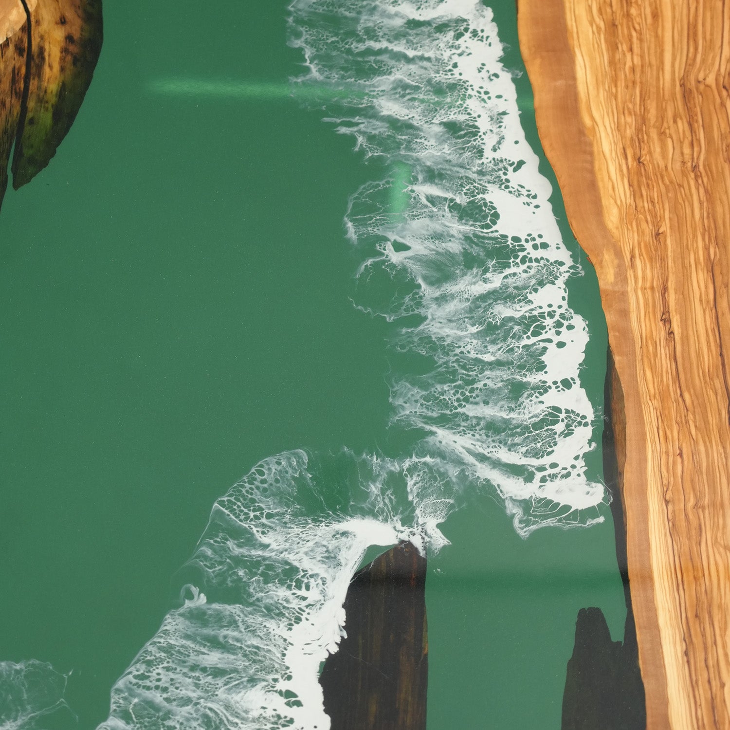 Olive Wood Wave Epoxy Table KAZANAHOME