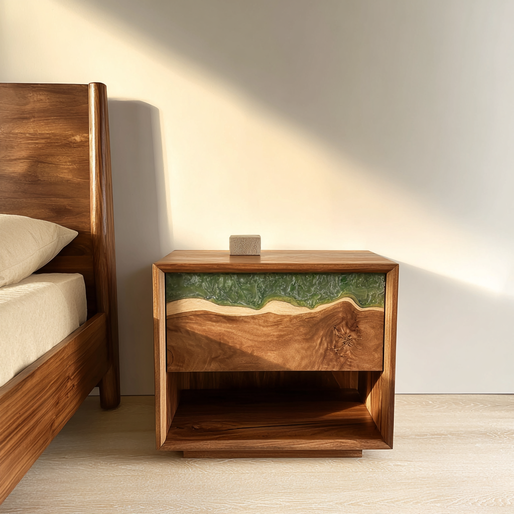 Organic Wood Epoxy Beside Table – Epoxy Nightstands for Boutique Hospitality and Lounge Interiors EBT3 in Miami 