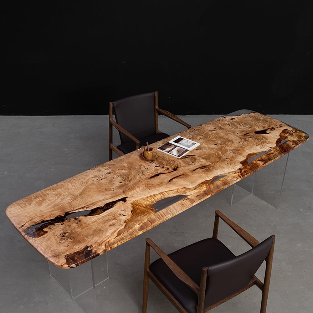 【Nanashi】WOOD PANEL TABLE 120 KAZANAHOME Epoxy Resin and Wood Table Rounded Corners 31.49