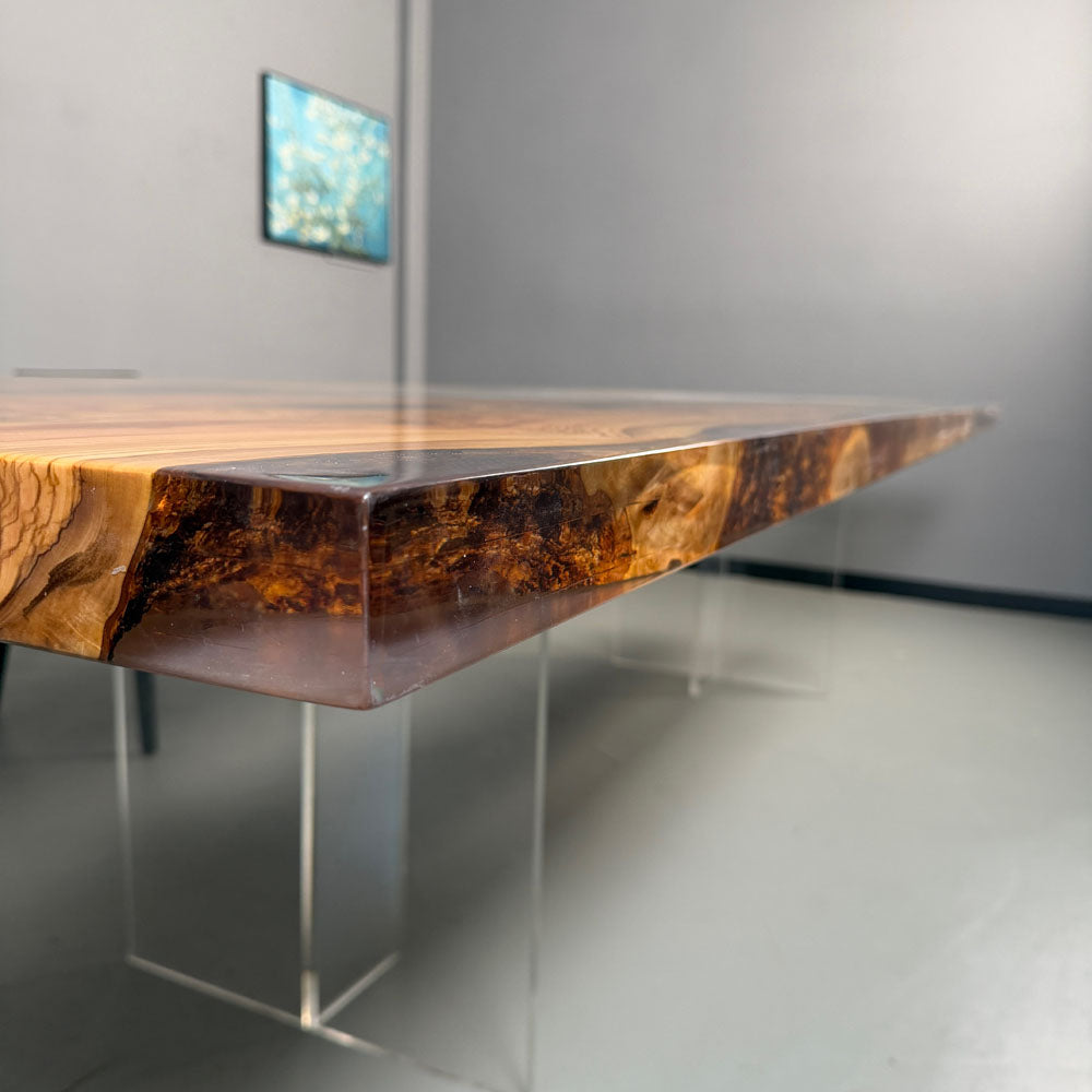 Olive Wood Clear Epoxy Table Kazanahome in Chicago