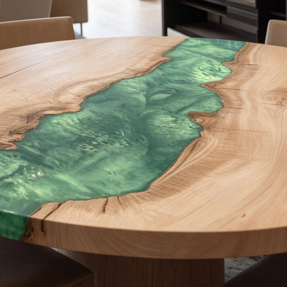 Space-Saving Round Ash Wood Epoxy Dining Table for Apartments RT36 in Austin