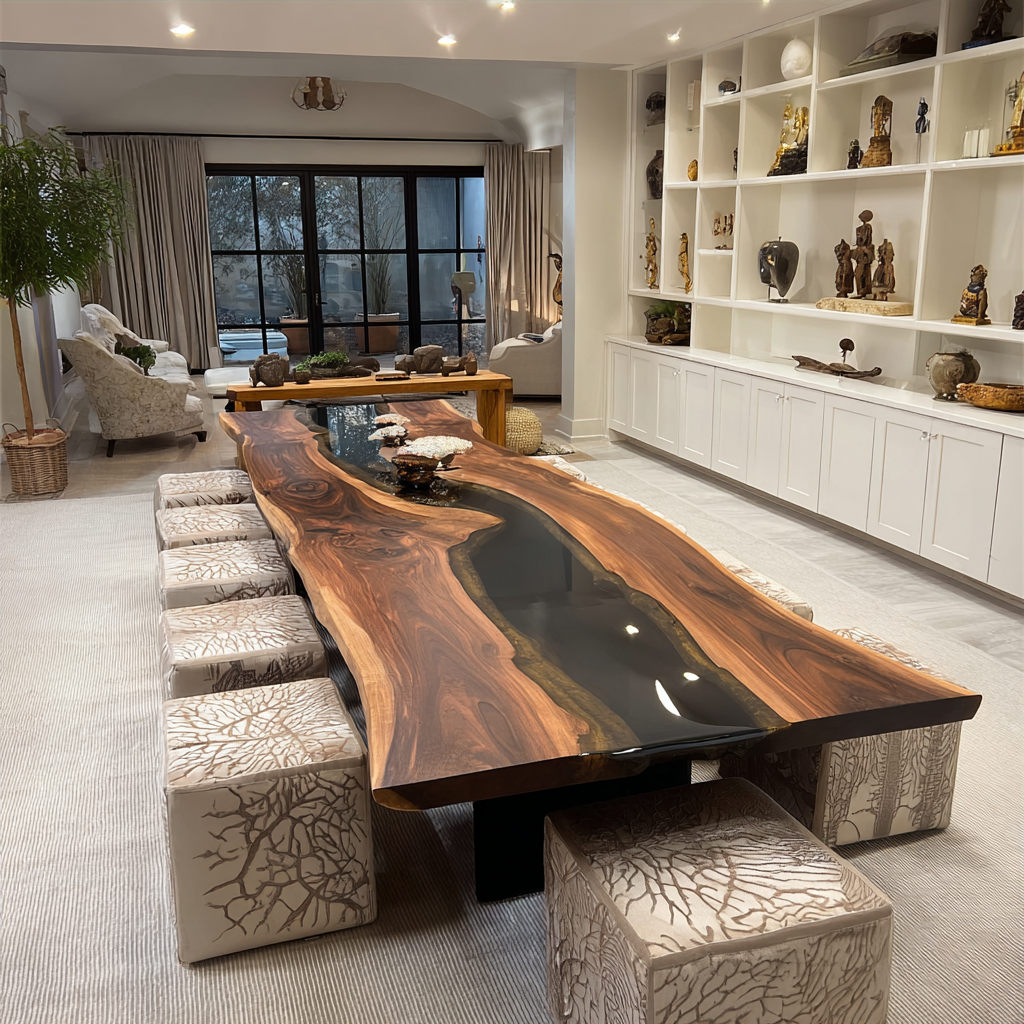 Black Walnut Live Edge Black Epoxy Table - The Soul of a Modern Luxury Homes in Phoenix 