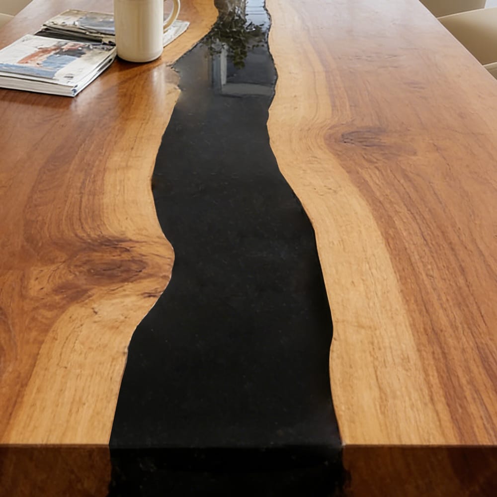 Waterfall Walnut Black River Epoxy Tables in New York