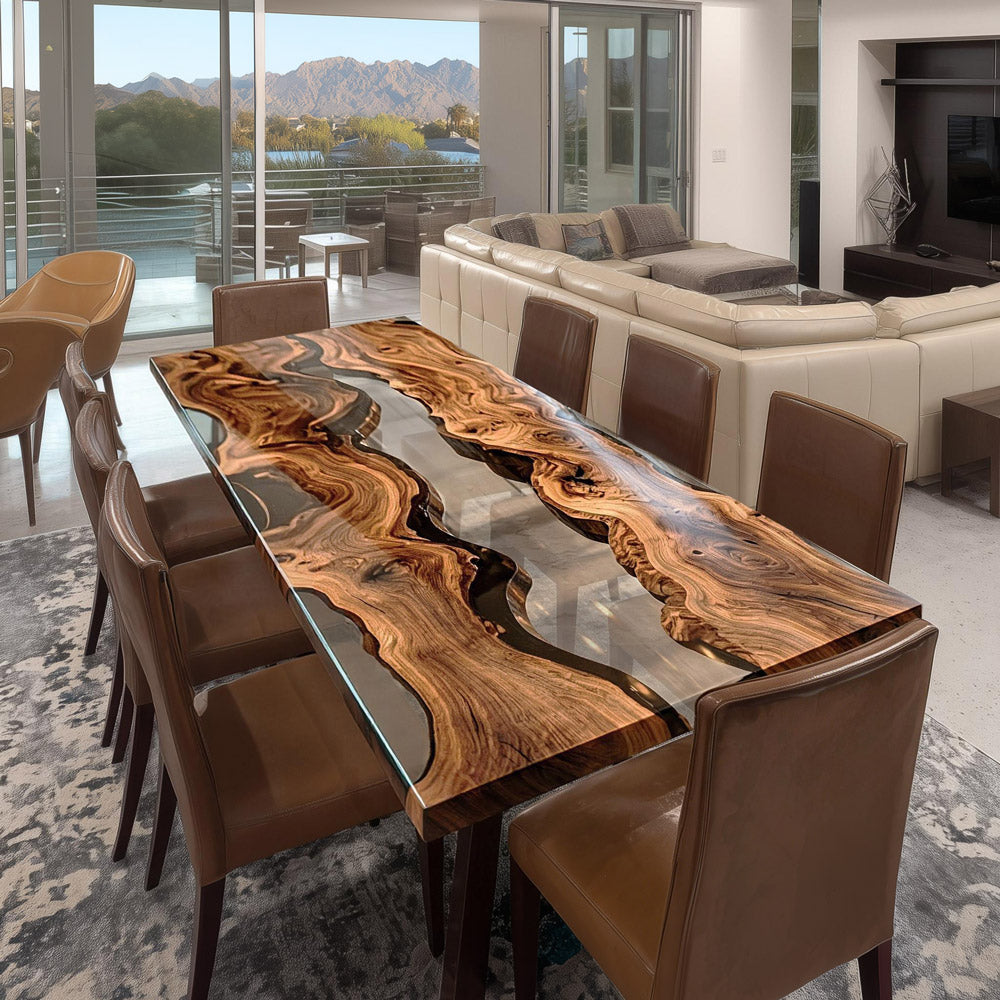 Black Walnut Clear Epoxy Table for Upscale Metropolitan Apartments KCT114 in Nashville
