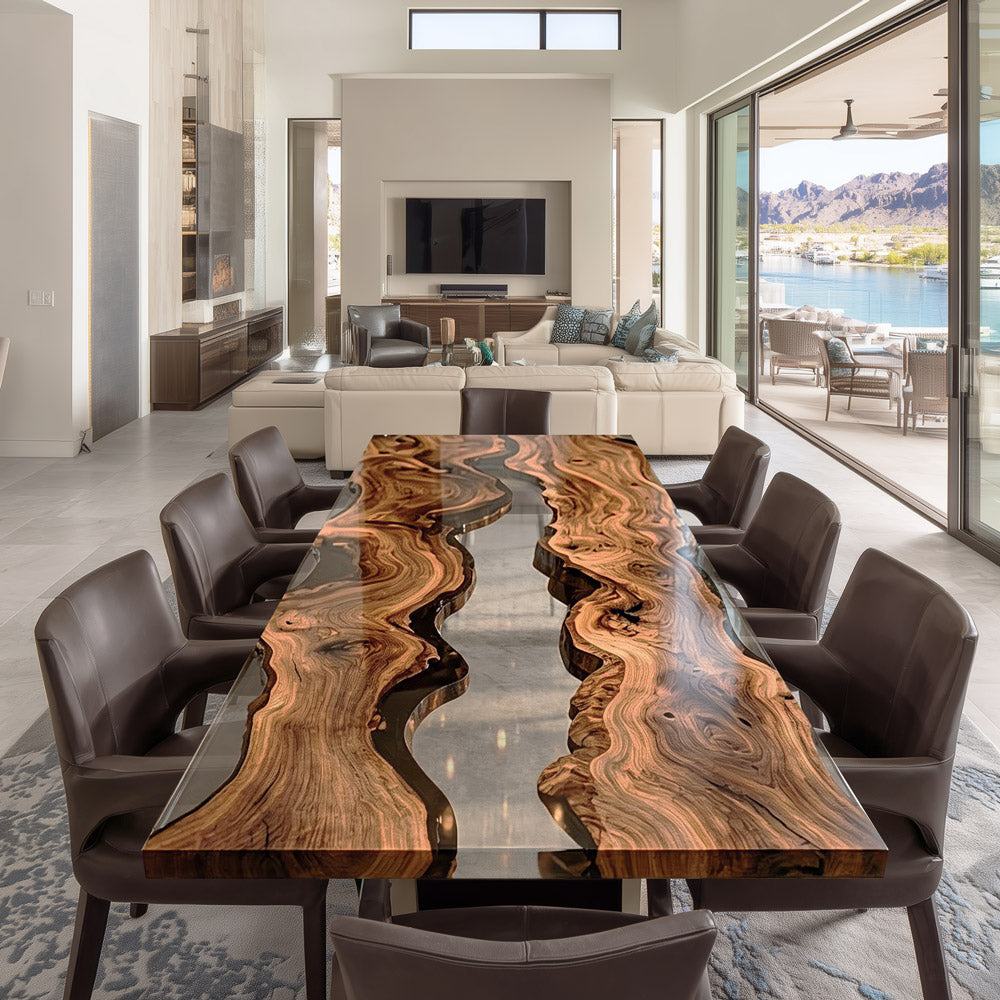 Black Walnut Clear Epoxy Table for Upscale Metropolitan Apartments KCT114 in Nashville
