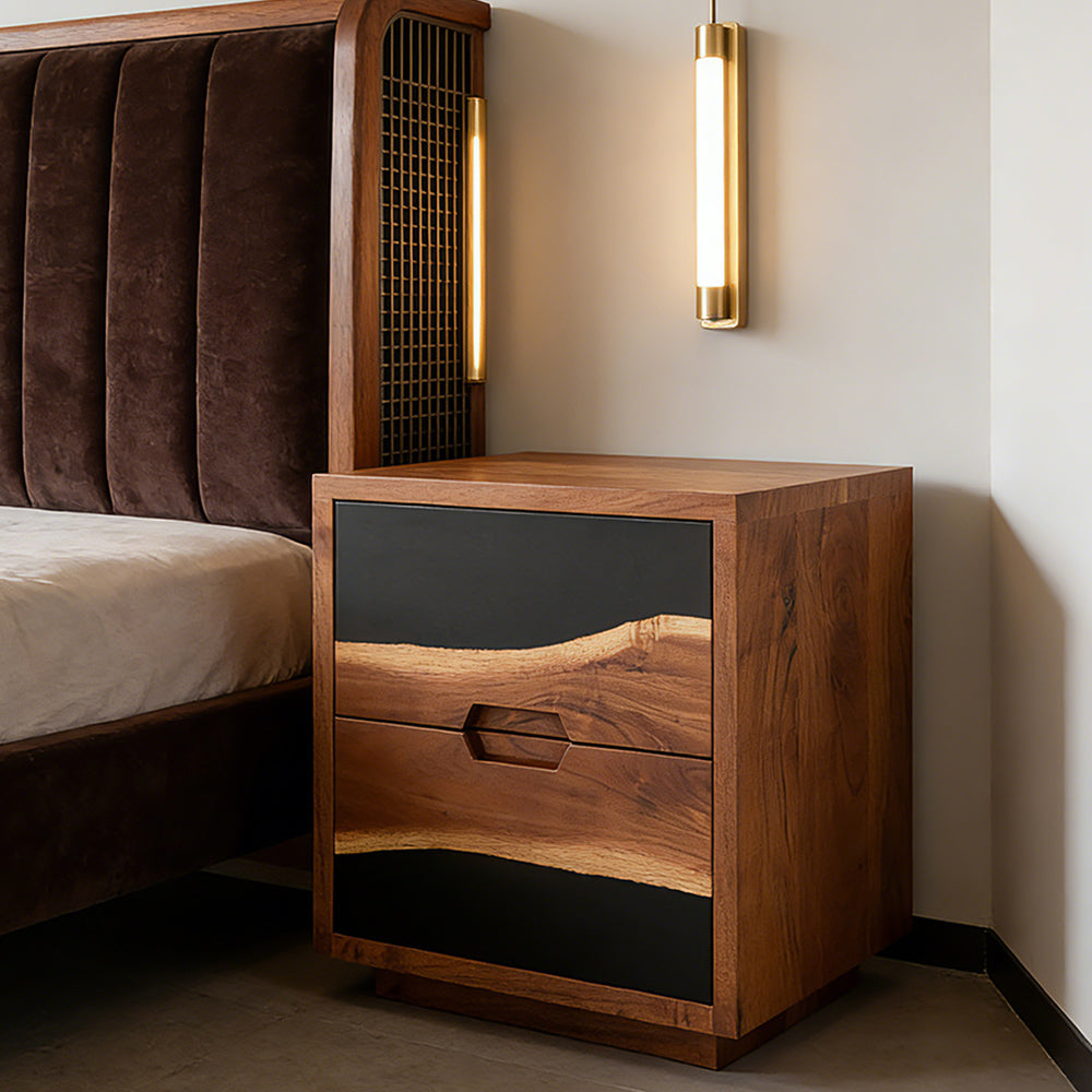 Walnut Side Epoxy Table – Epoxy Nightstands in New York 