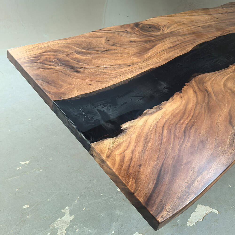 Live Edge Walnut Black River Epoxy Table 36"W×84"L
