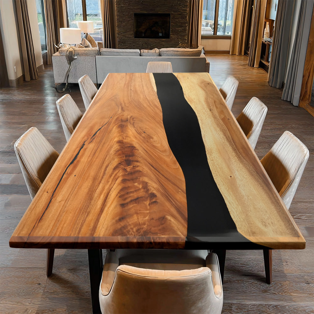 Walnut Black River Epoxy Resin Table in Chicago