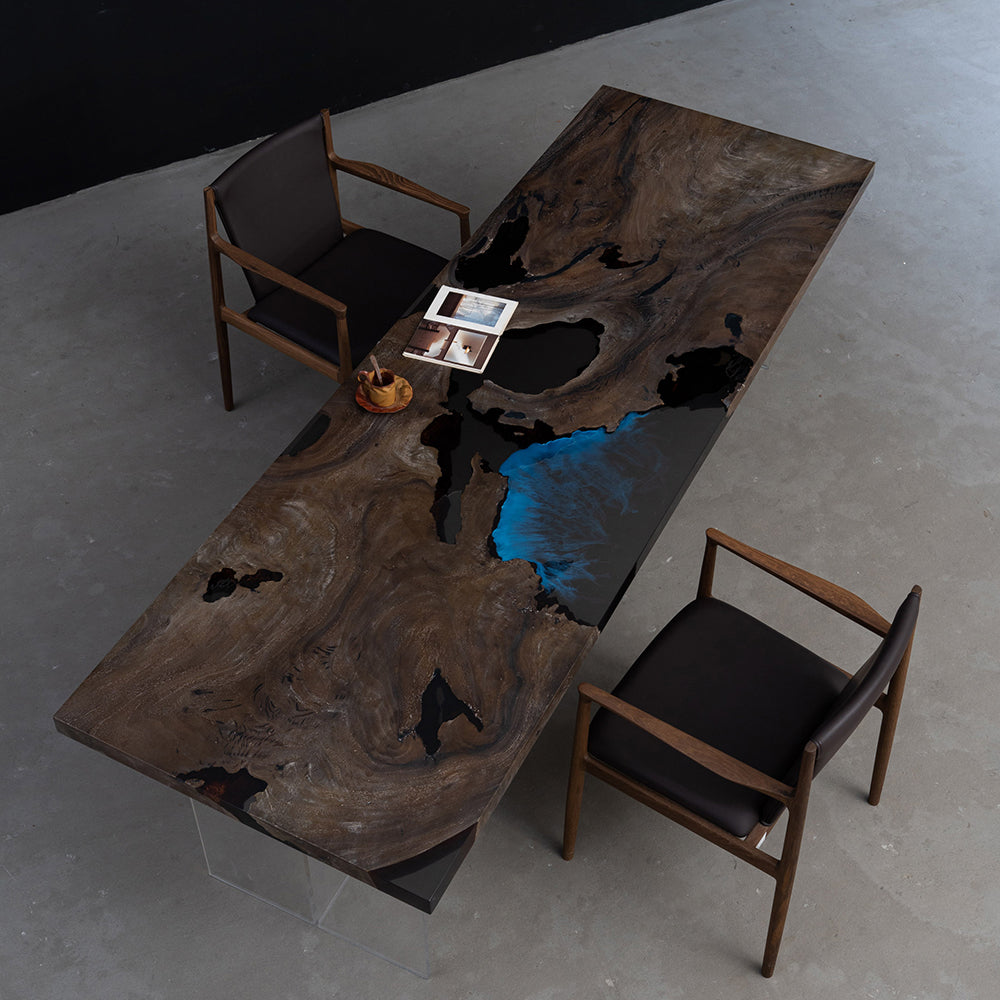 Walnut Large Slab Epoxy Resin Table