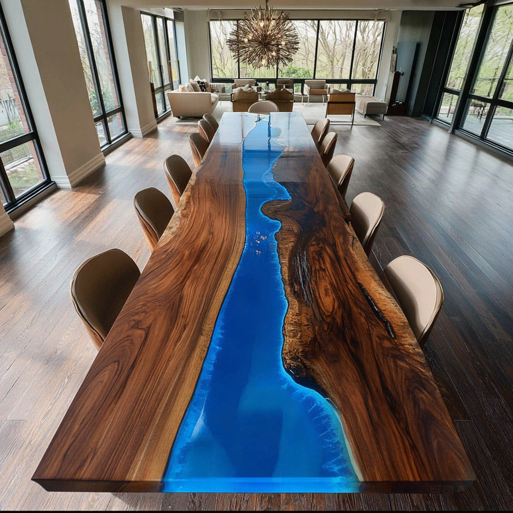 Extra Large Coastal Blue Wave Boardroom Table in Brooklyn 