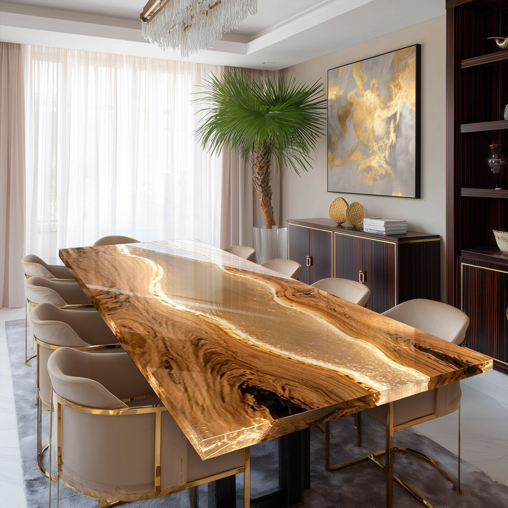 Custom Walnut White Resin Epoxy Table KCT115 in NYC