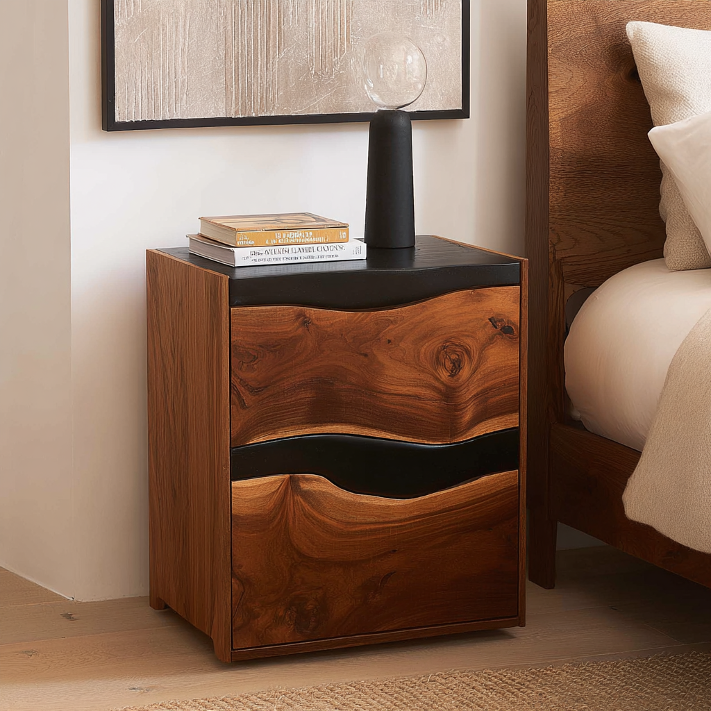 Walnut Black Side Epoxy Table – Epoxy Nightstands in New York 
