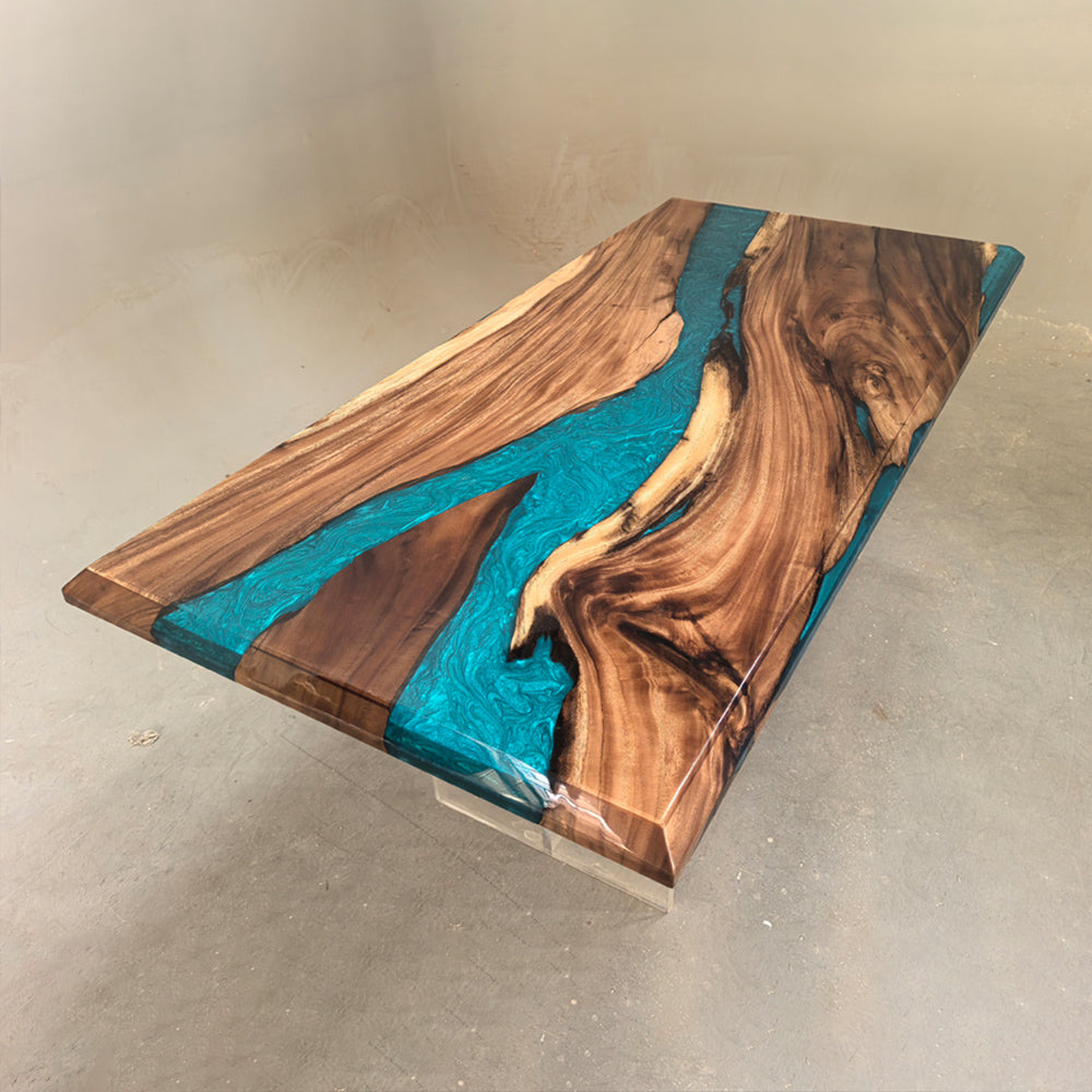 Walnut Wood River Epoxy Table 36"W×72"L in Los Angeles
