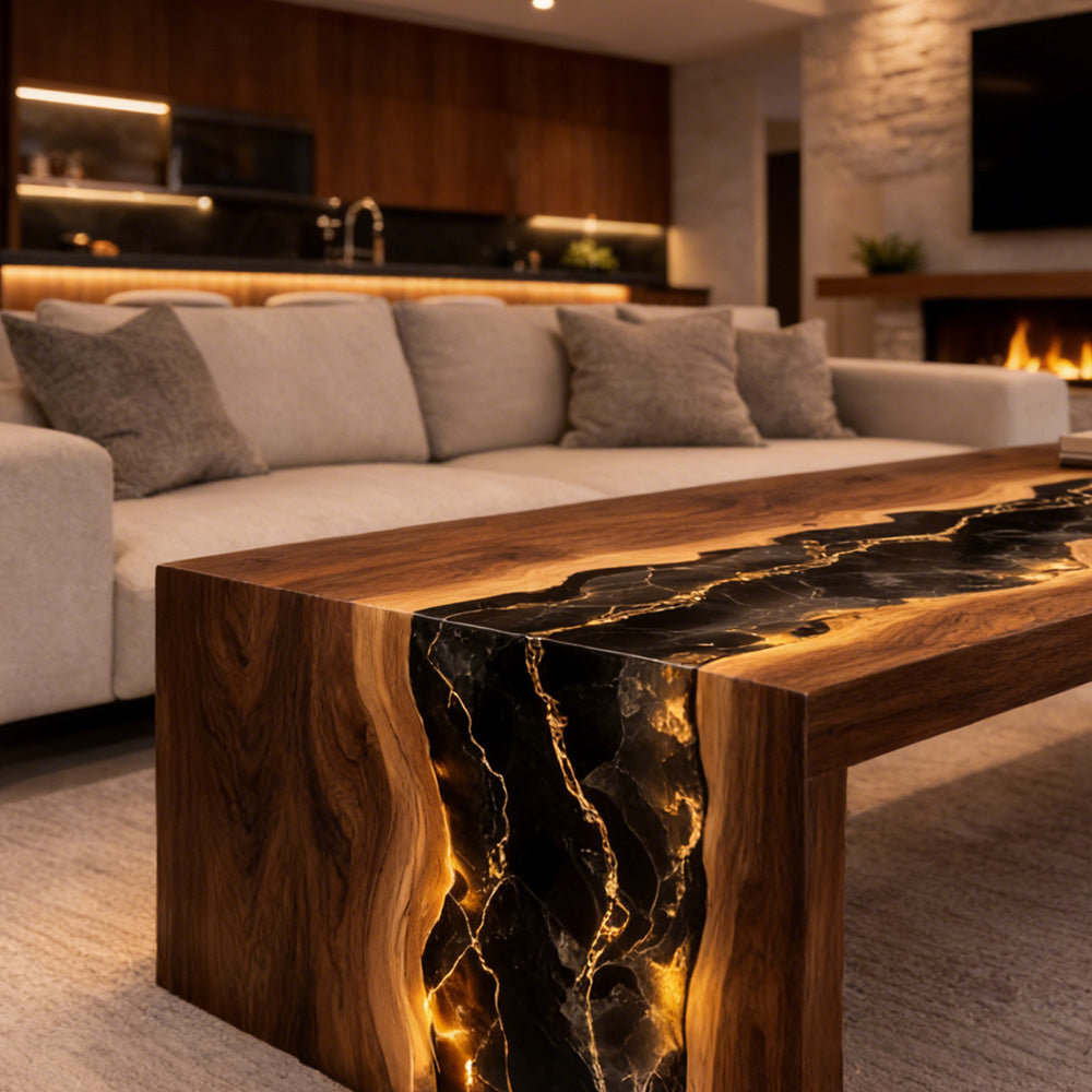 Wood Epoxy River Table in New York