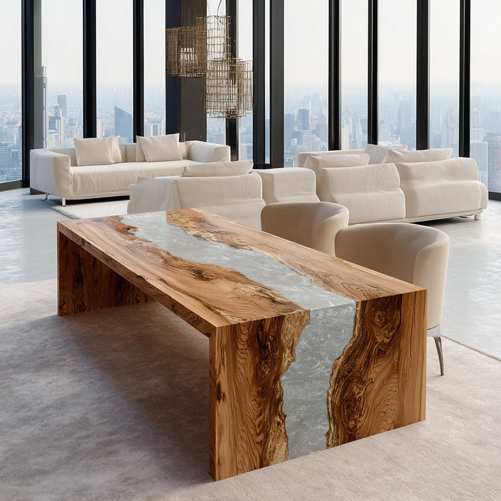 Premium Olive Wood Epoxy Table for High-End American Homes in New York