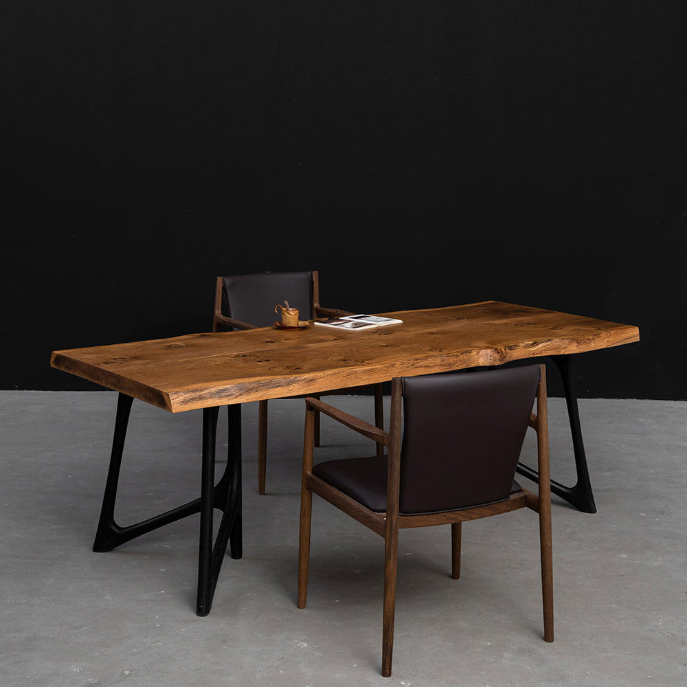 Oak Double-Spliced Live Edge Solid Wood Slab Table