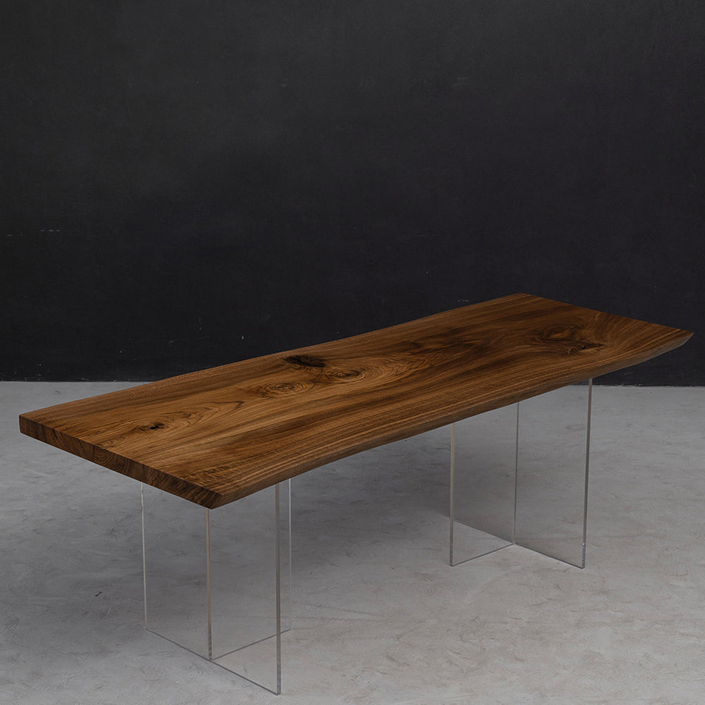 White Oak Smoked Dark Wood Solid Wood Slab Table 