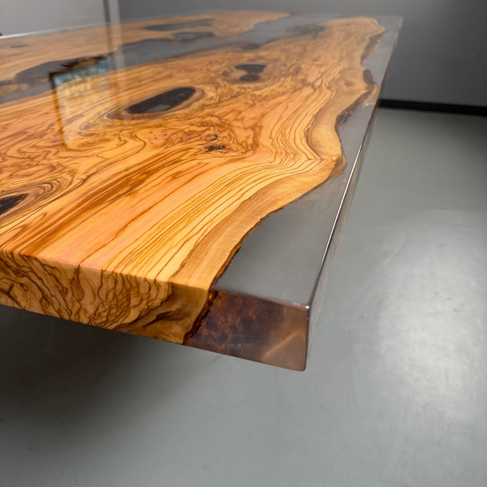 Olive Wood Clear Epoxy Table Kazanahome in Chicago