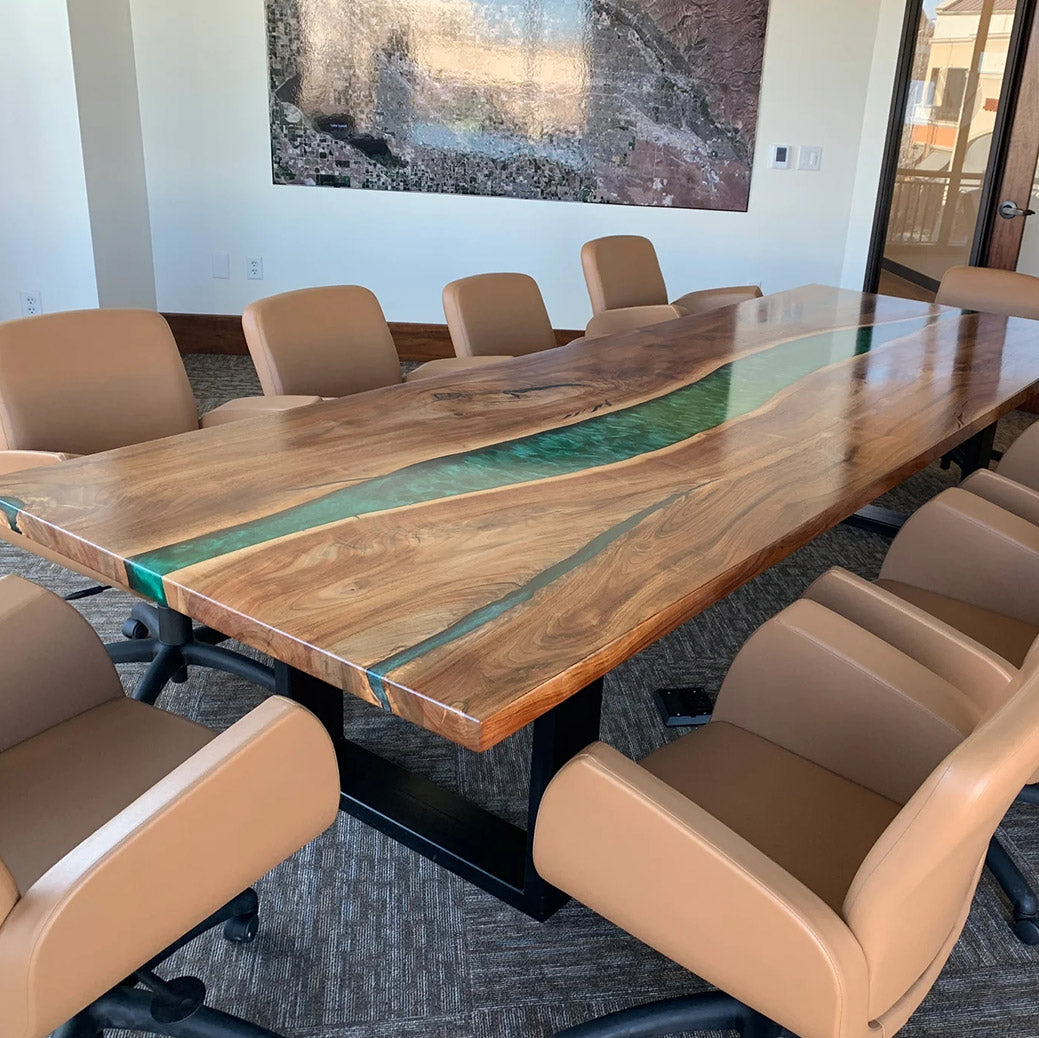 Custom Black Walnut Epoxy Table Balance $8000 for Kelly