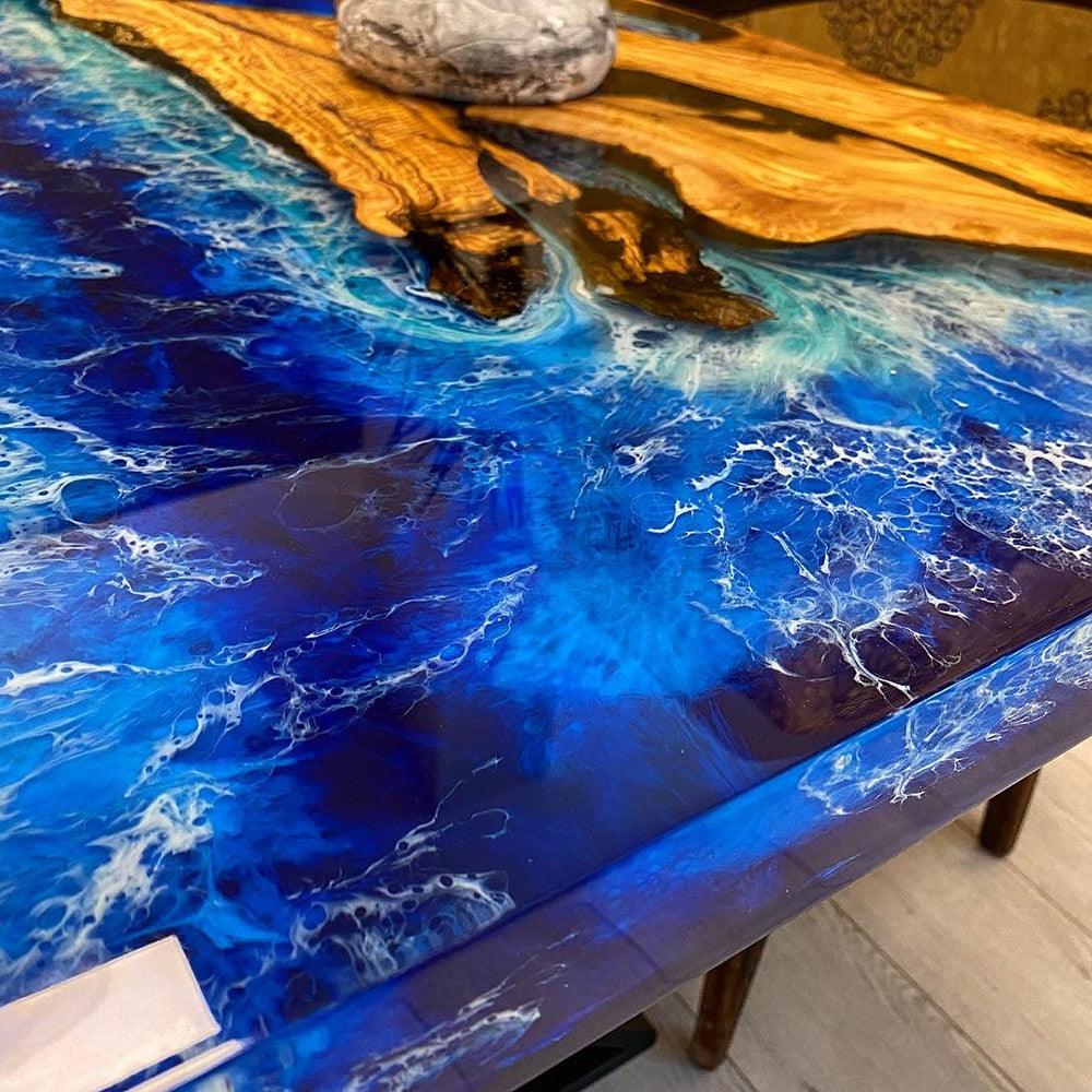 Olive Wood Epoxy Table - Kazanahome in San Diego