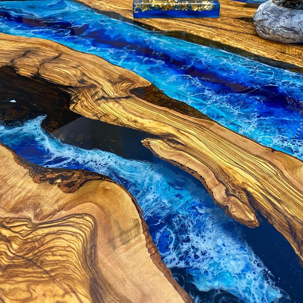 Ocean Wave Wood Epoxy Resin Tables - Kazanahome