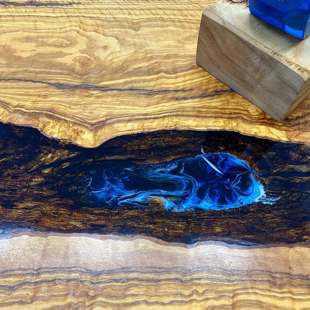 Olive Wood Epoxy Dining Table - Kazanahome