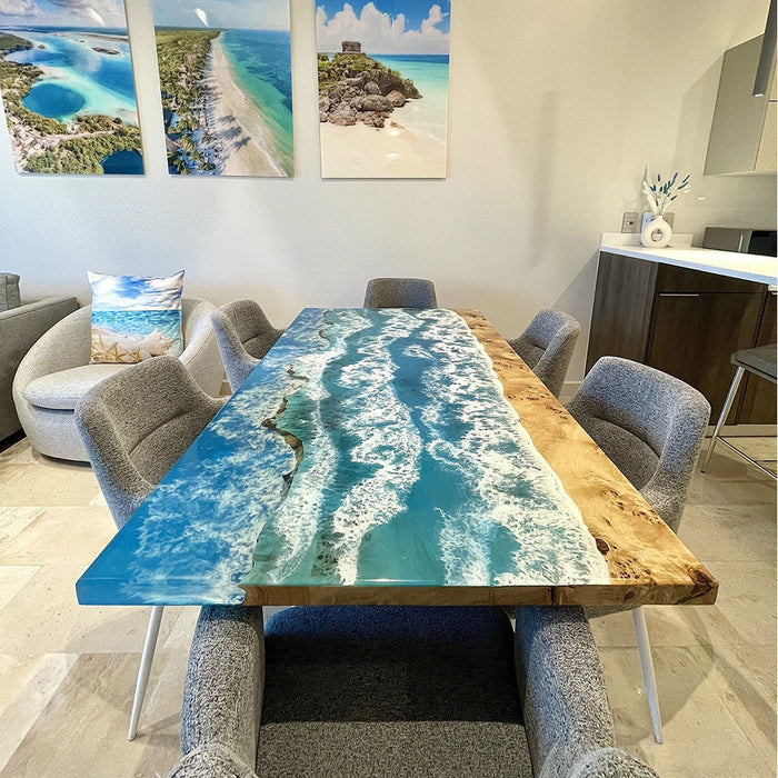 Custom Poplar Wave Ocean Epoxy Table Deposit $2500 for Rob