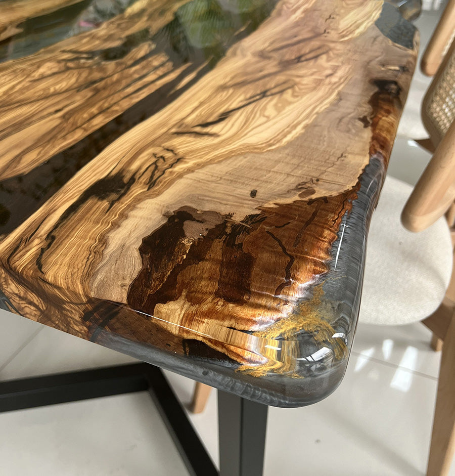 Olive Epoxy Wood Tables - kazanahome