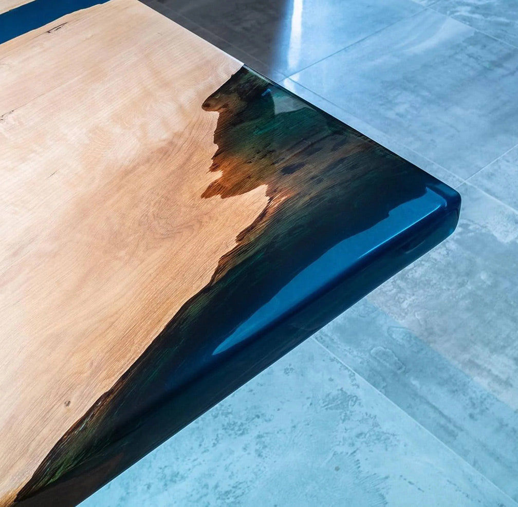 Walnut Sapphire Blue Epoxy River Tables - Kazanahome