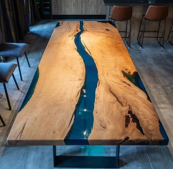 Walnut Wood Epoxy River Table - Kazanahome