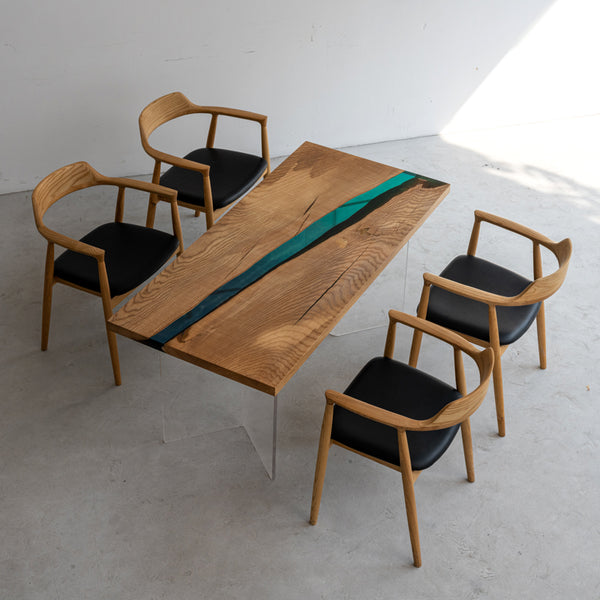 KAZANA Ash Epoxy Blue River Dining Table 27.95