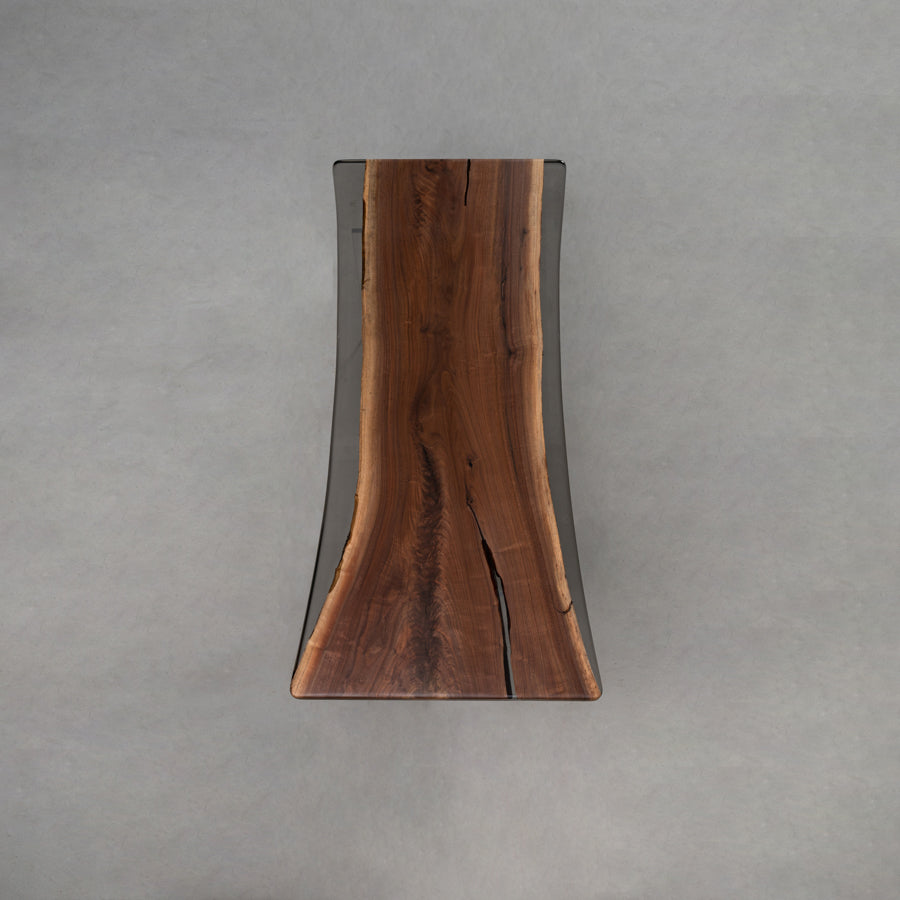 KAZANA Black Walnut Epoxy Resin C Arc Edge Table 36.02"Wx 67.32"L