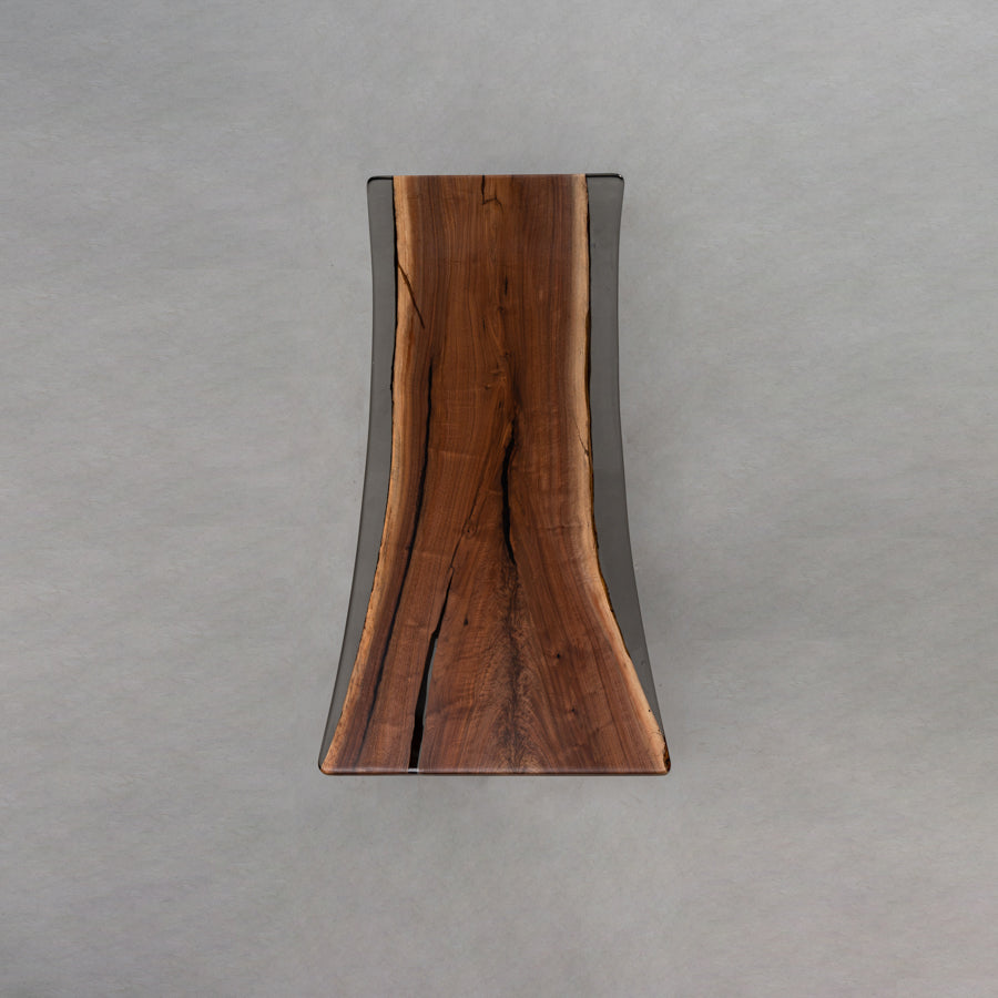 KAZANA Black Walnut Epoxy Resin C Arc Edge Table 36.02"Wx 67.32"L