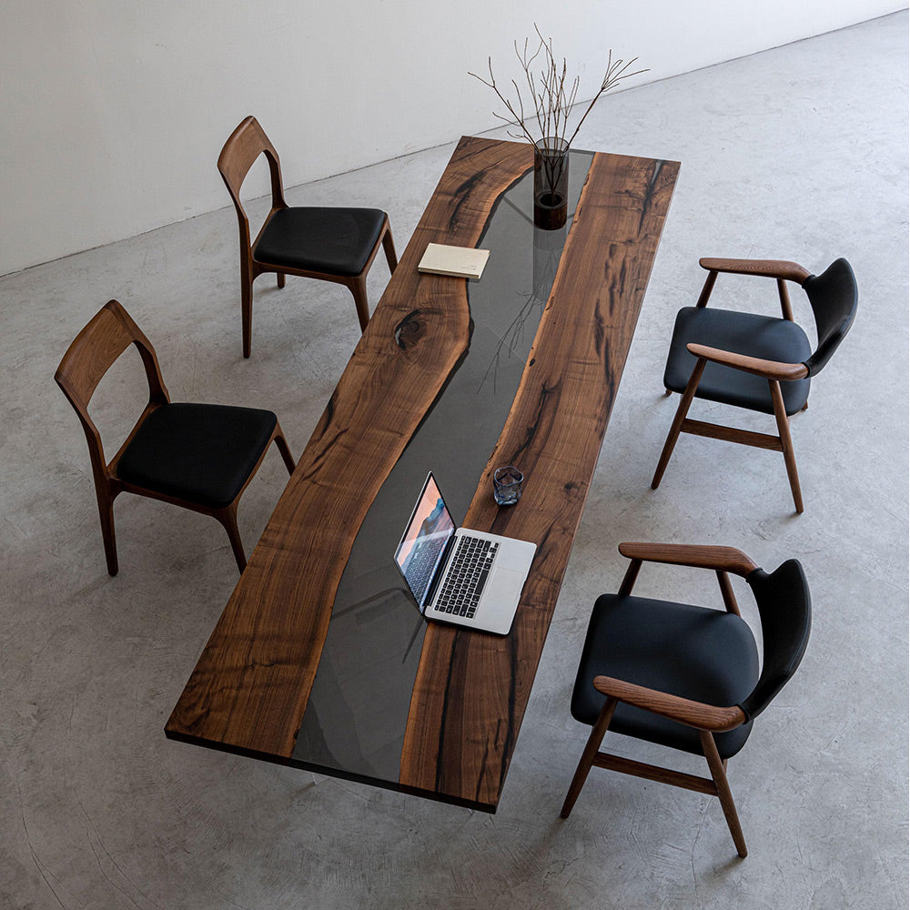 KAZANA Black Walnut Epoxy River Dining Table 33.46"Wx 111"L