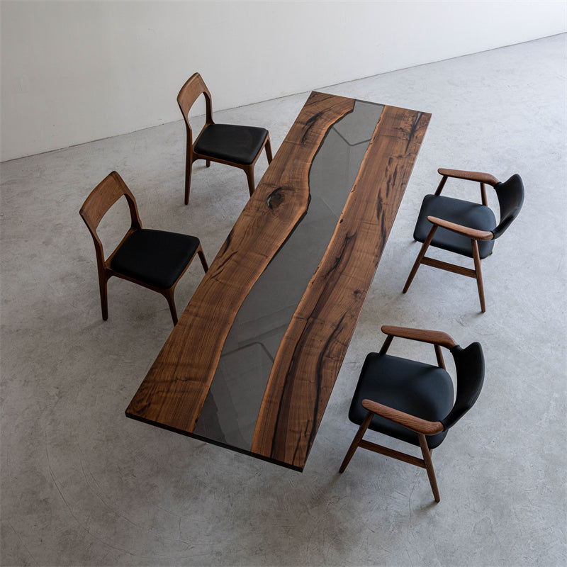 KAZANA Black Walnut Epoxy River Dining Table 33.46"Wx 111"L