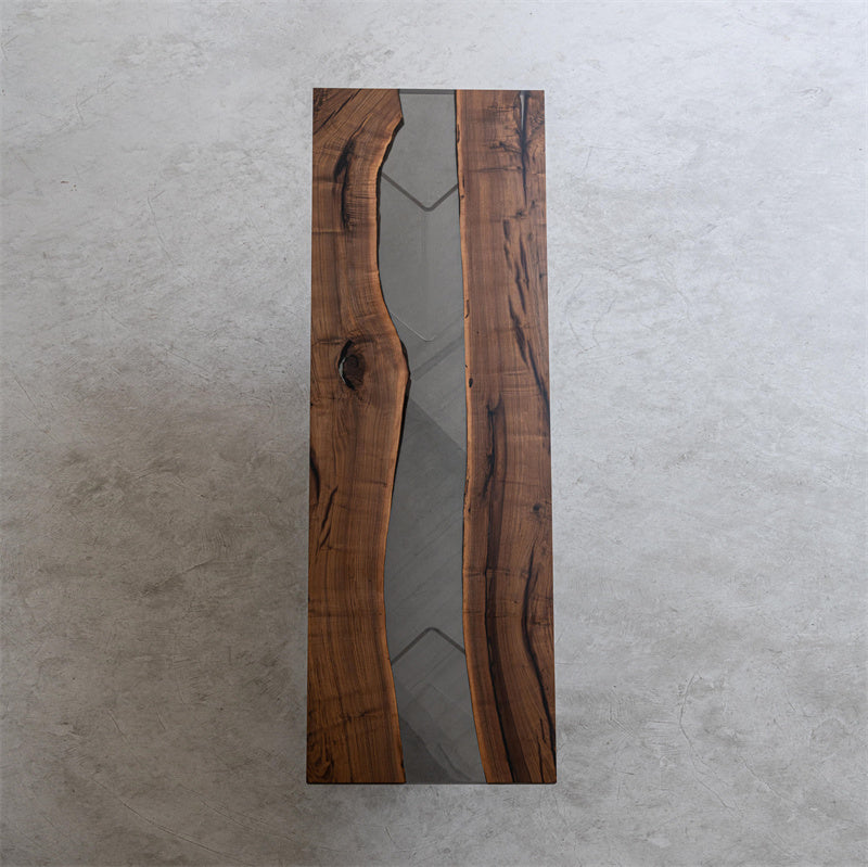 KAZANA Black Walnut Epoxy River Dining Table 33.46"Wx 111"L
