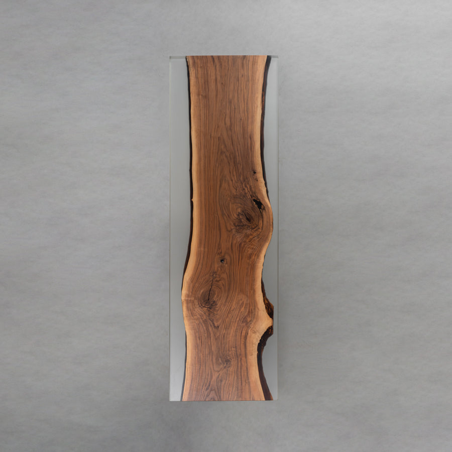 KAZANA Handmade Black Walnut Epoxy Resin River Table 35.43"W 114.6"L