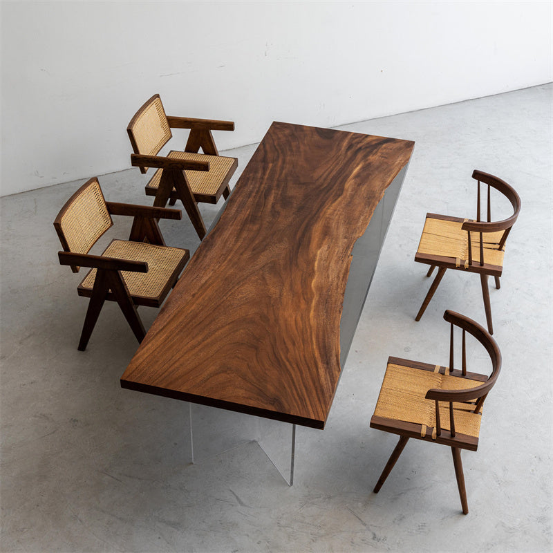 KAZANA Handmade Walnut Epoxy Dining Table 35.43"W 82.68"L