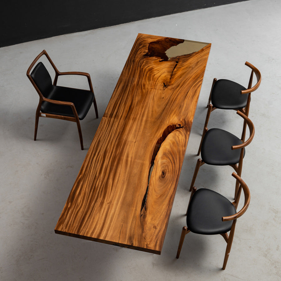 Walnut Wood Epoxy River Dining Table - Kazanahome