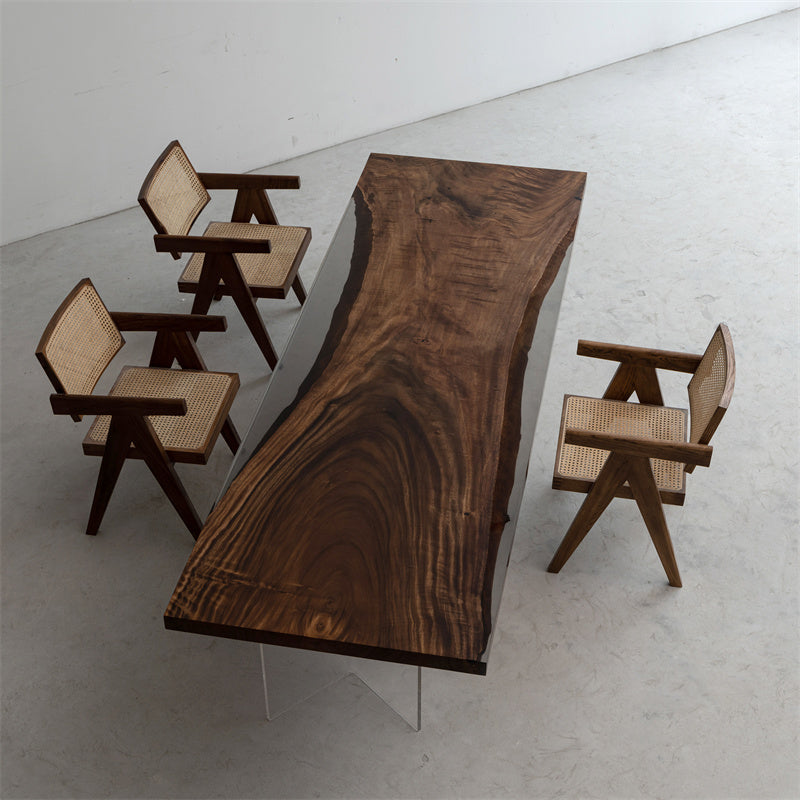 Epoxy Resin Table with Walnut Wood  - Kazanahome