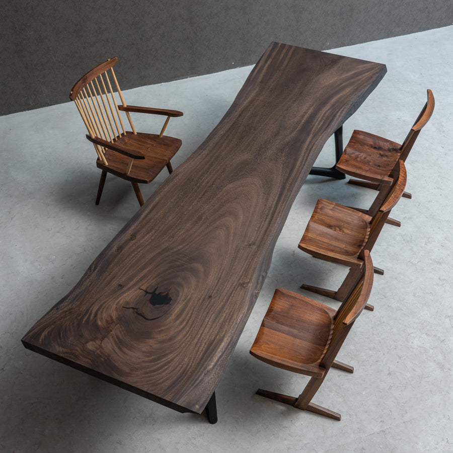 KAZANA Live Edges Walnut Solid wood Kitchen Table 39.06"Wx136.69"L