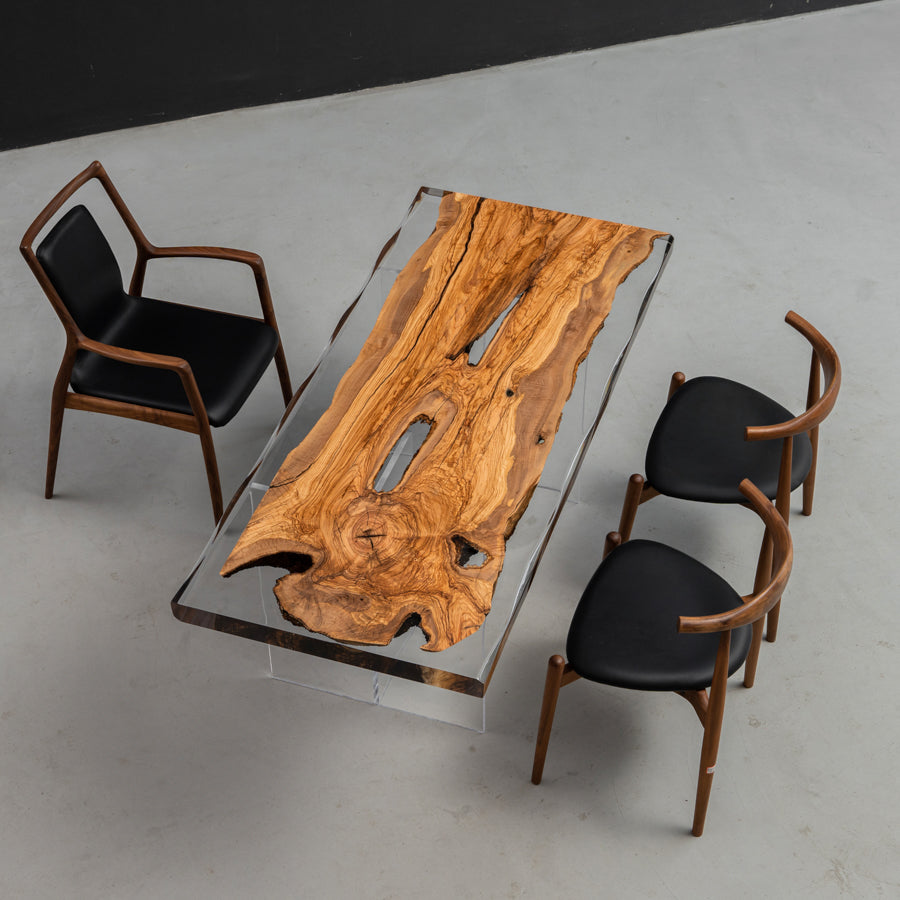 KAZANA Olive Epoxy Resin Handmade Table 29.33"W 67.32"L