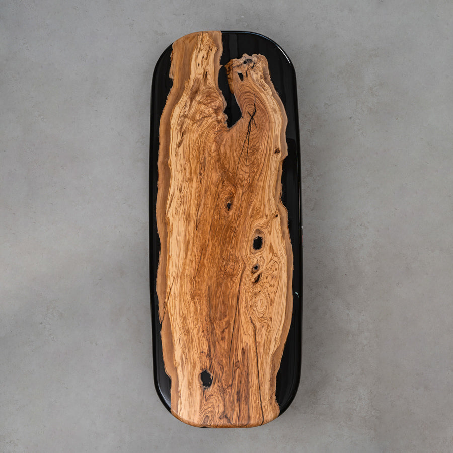 KAZANA Olive Wood Clear Epoxy Resin Arc Edge Dining Table