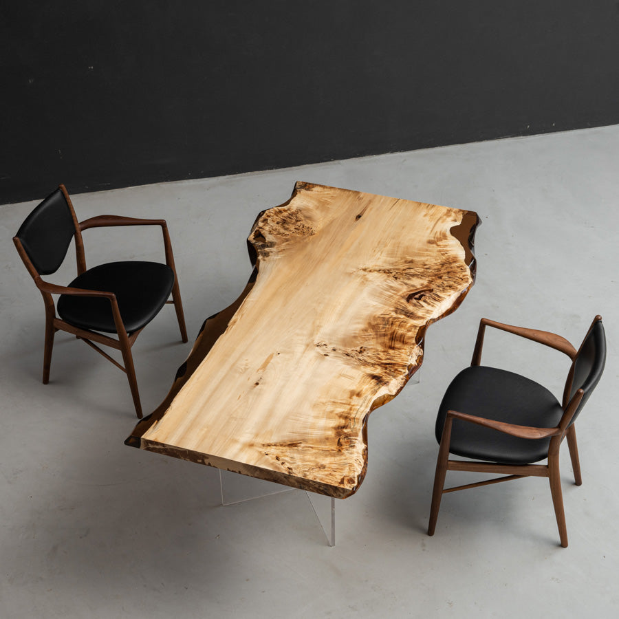 KAZANA Poplar Live Edge Wood Epoxy Table 31.69"W 66.93"L