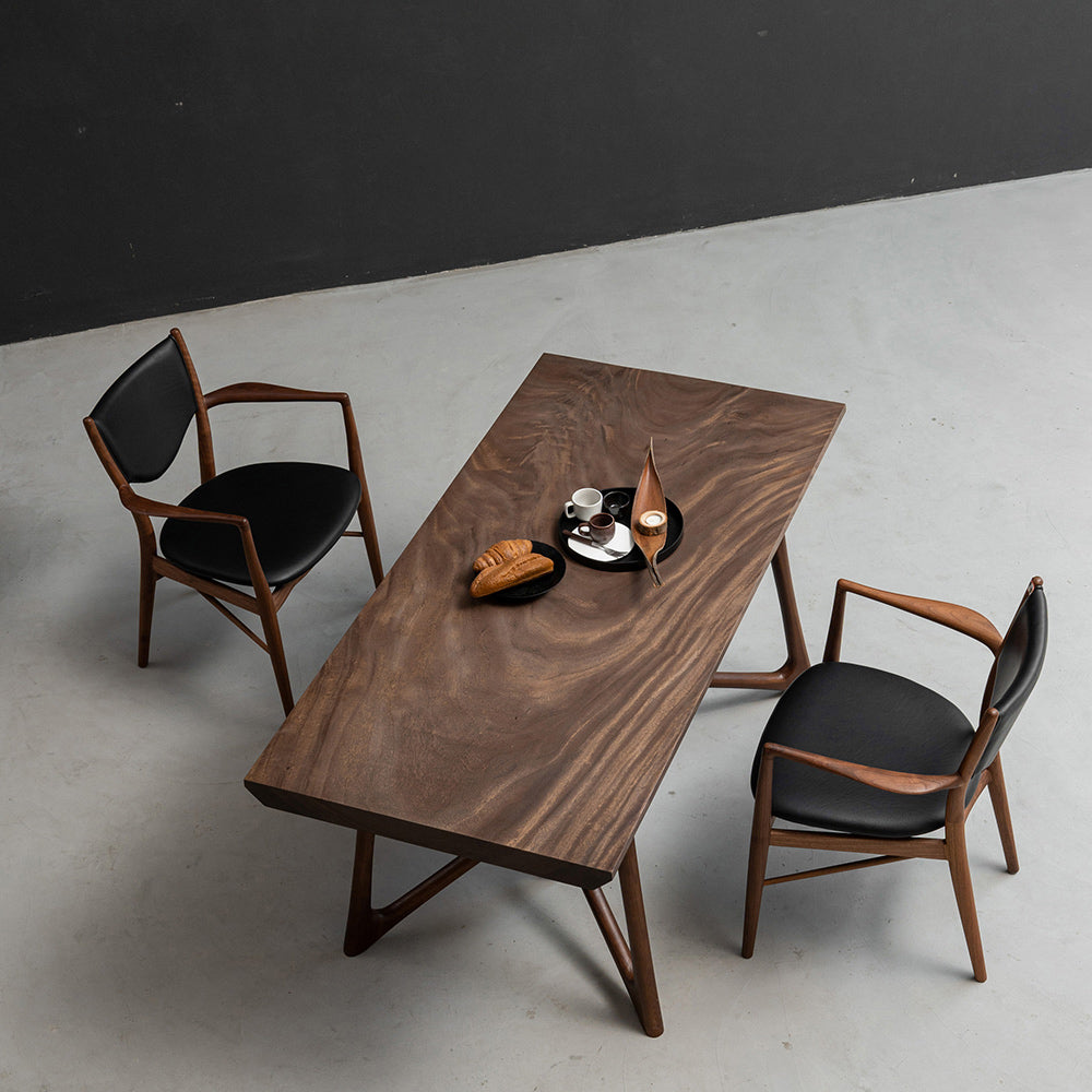 KAZANA Walnut Wood Dining Table 30.31"Wx63.23"L