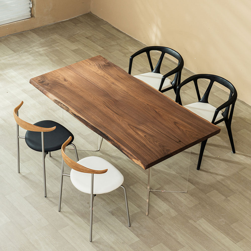 medium size live edge black walnut wood dining table kazanahome